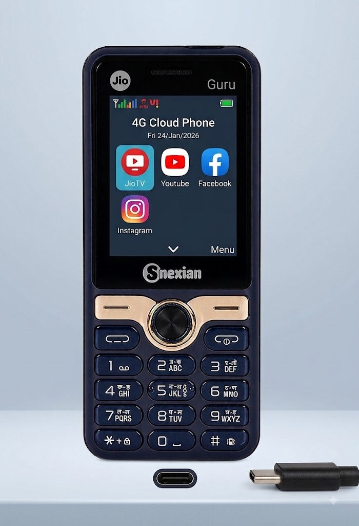 Snexian All-New GURU GT 4G Working Dual Sim | Keypad Mobile | 2.4" Display | YouTube Working | Voice Changer | BT Dialer | Call Recording | Long Lasting Battery | FM | Camera | Feature Phone | Black