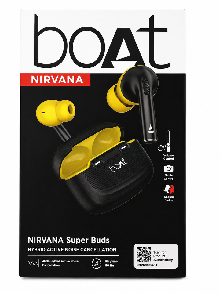BoAt Nirvana Super Buds – Hybrid Active Noise Cancellation TWS Earbuds