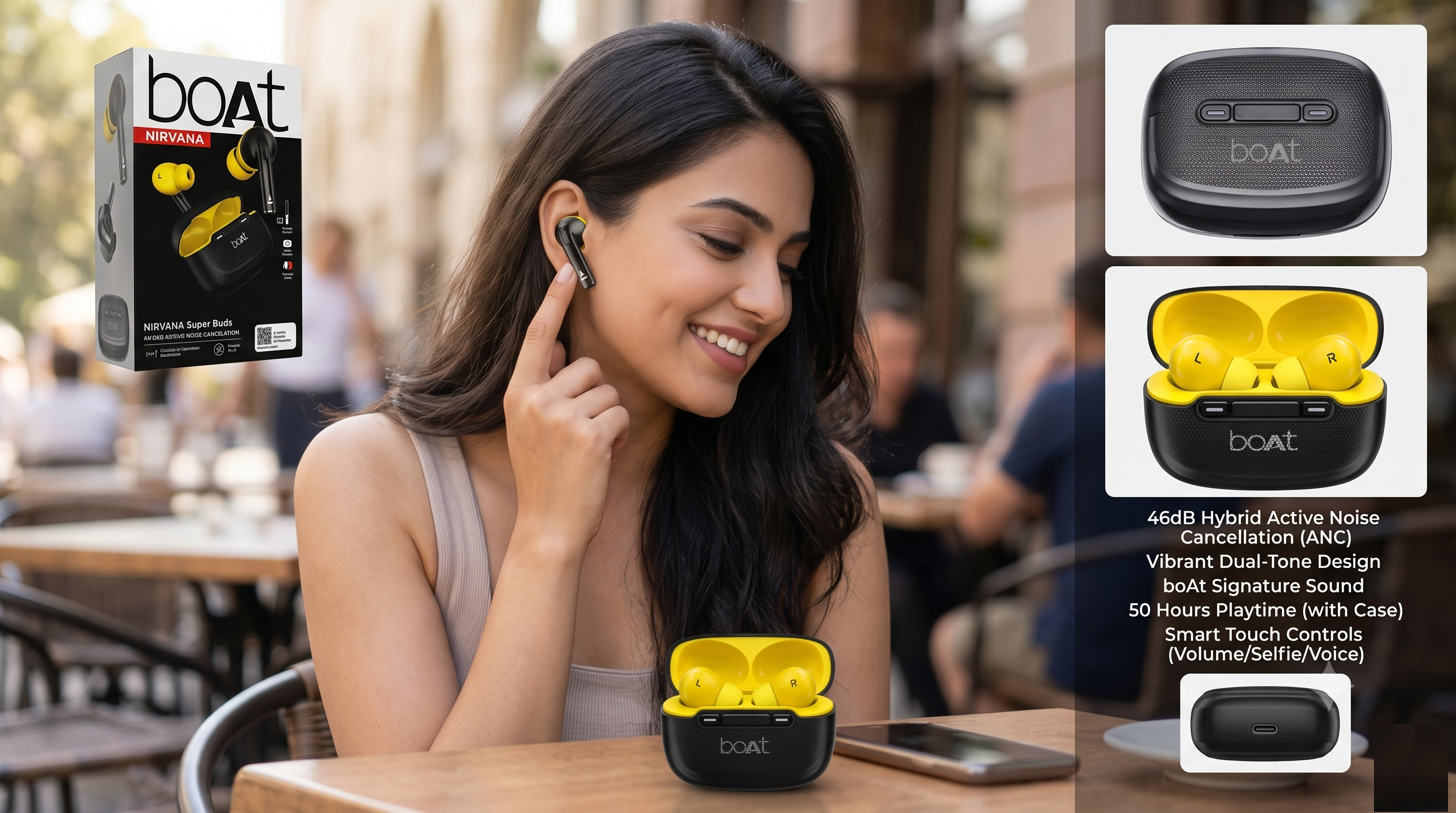BoAt Nirvana Super Buds – Hybrid Active Noise Cancellation TWS Earbuds