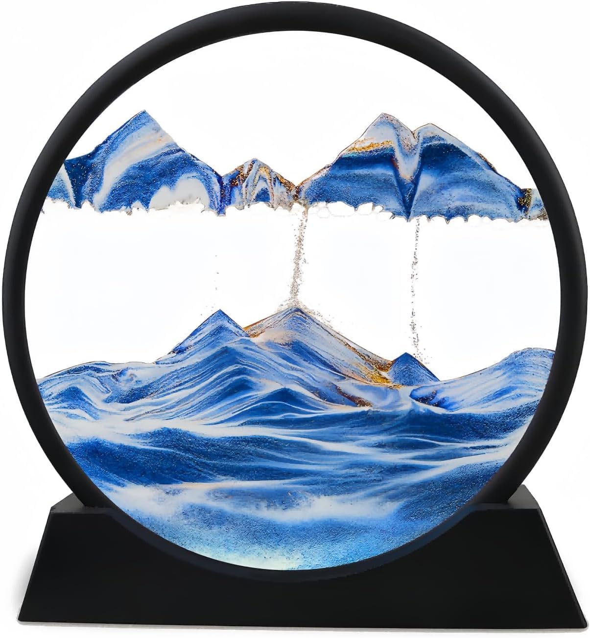 3D Moving Sand Art Picture Glass Liquid Painting Natural Landscape Showpieces for Home Decor, Antique Gifts for Kids, Office Desktop Decoration, Desk Table Decorative Items