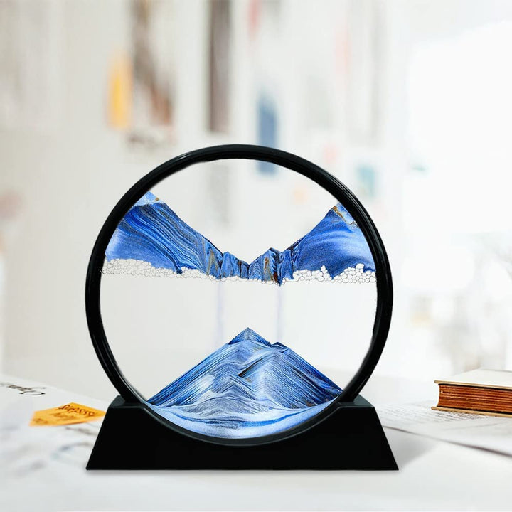 3D Moving Sand Art Picture Glass Liquid Painting Natural Landscape Showpieces for Home Decor, Antique Gifts for Kids, Office Desktop Decoration, Desk Table Decorative Items