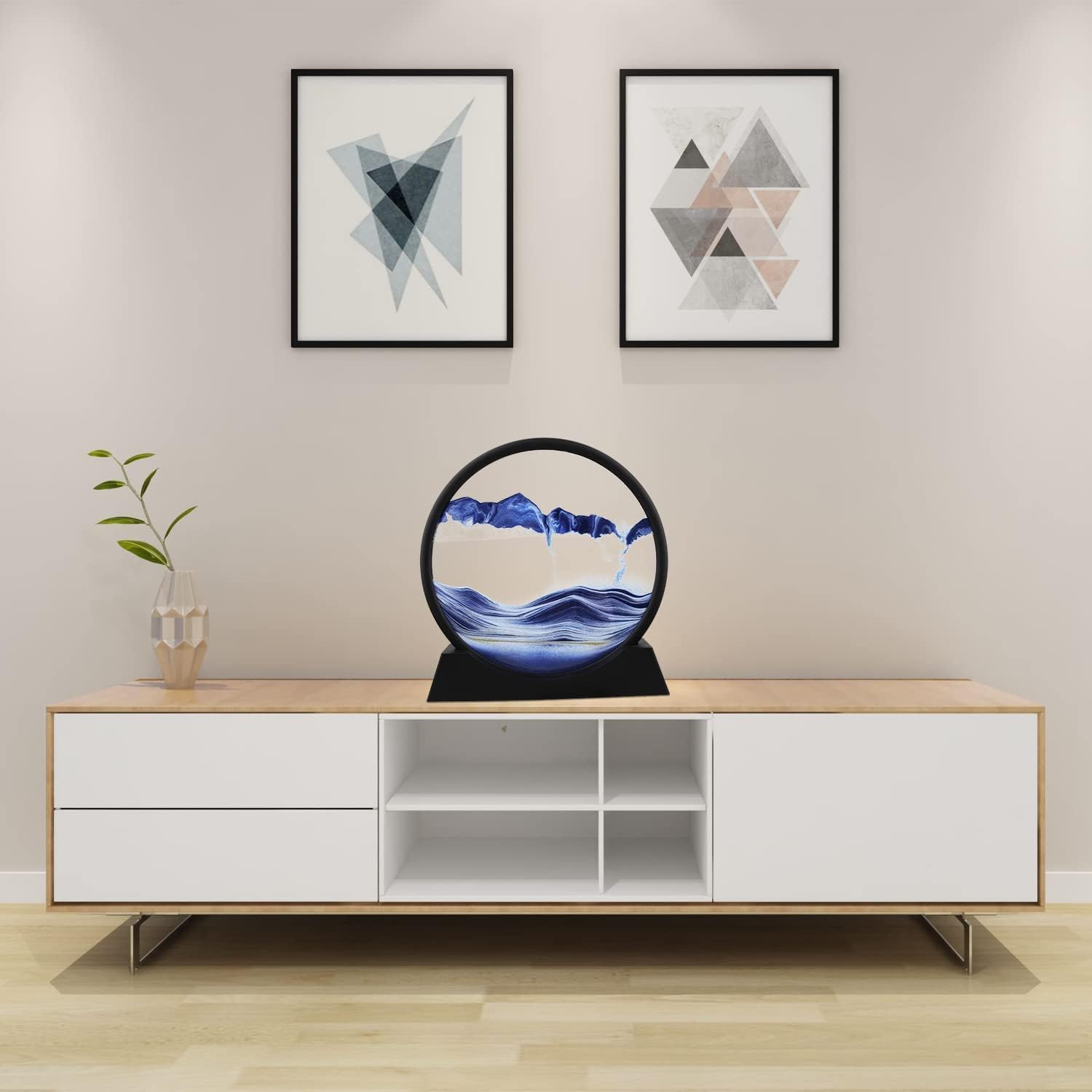 3D Moving Sand Art Picture Glass Liquid Painting Natural Landscape Showpieces for Home Decor, Antique Gifts for Kids, Office Desktop Decoration, Desk Table Decorative Items