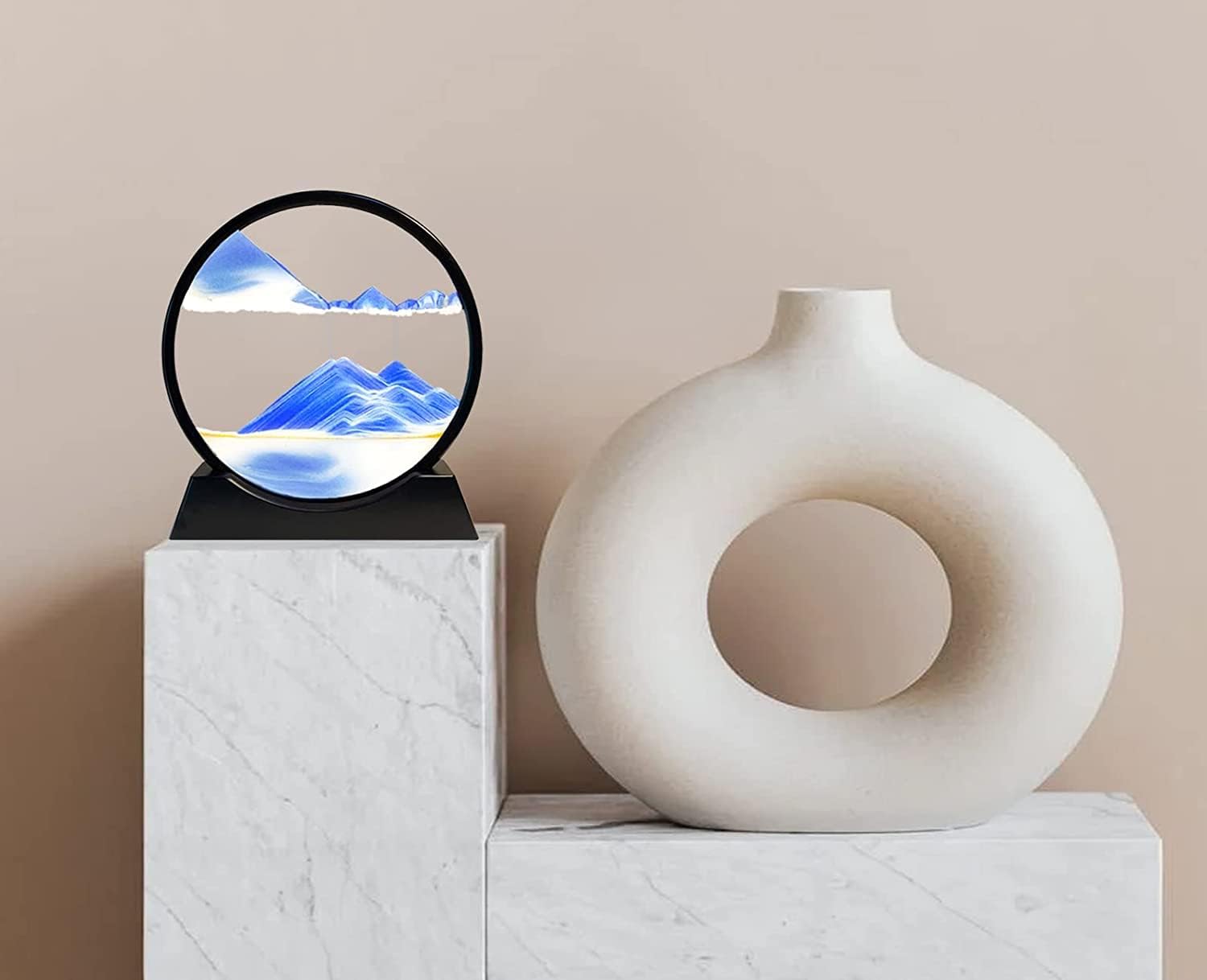 3D Moving Sand Art Picture Glass Liquid Painting Natural Landscape Showpieces for Home Decor, Antique Gifts for Kids, Office Desktop Decoration, Desk Table Decorative Items