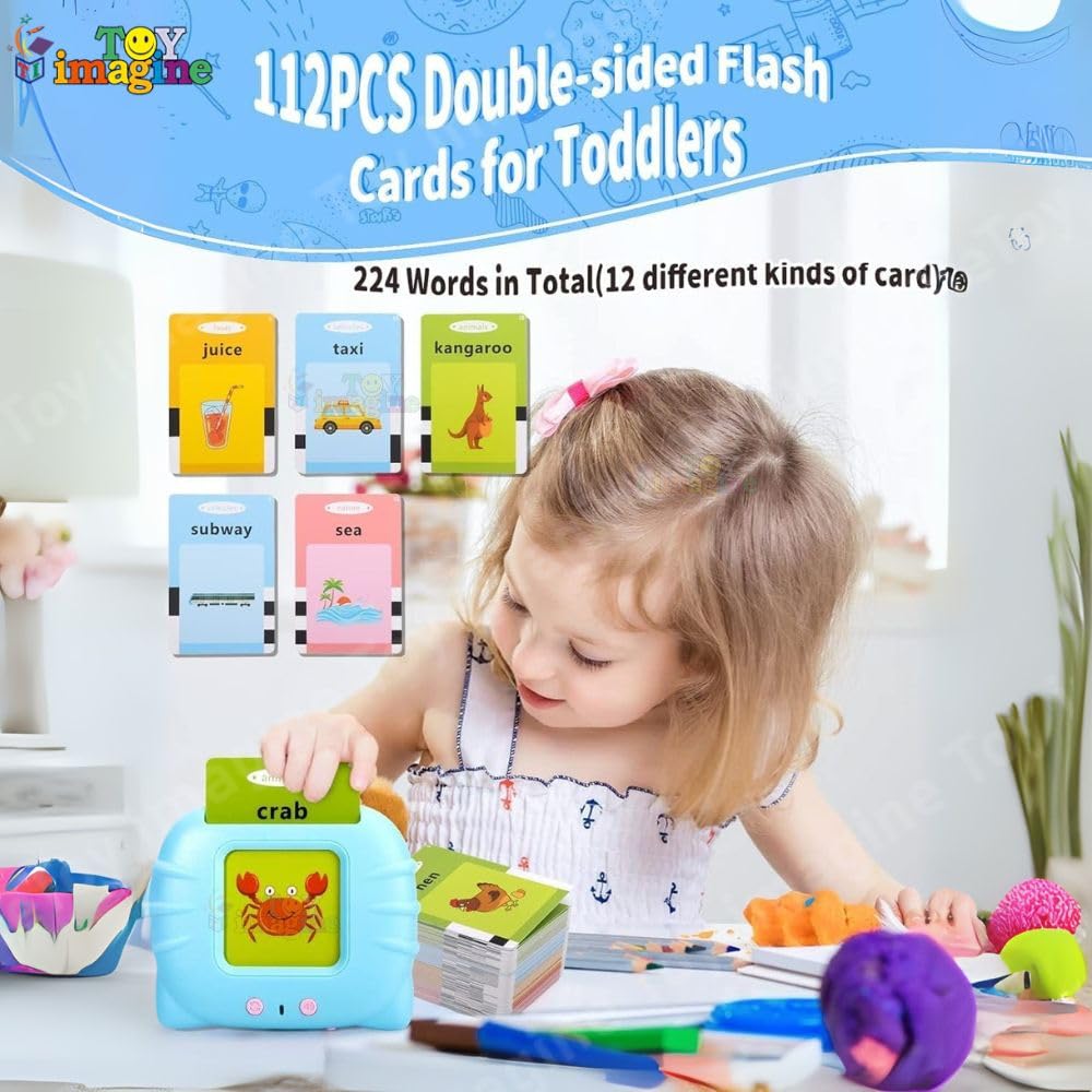 Card Early Education Learning Device |Talking Toy Flash Card for Kids Language 224 Words |Re-Chargeable Education Machine with Sound Effects Words Card Reading Learning Device For 3+ Years Kids