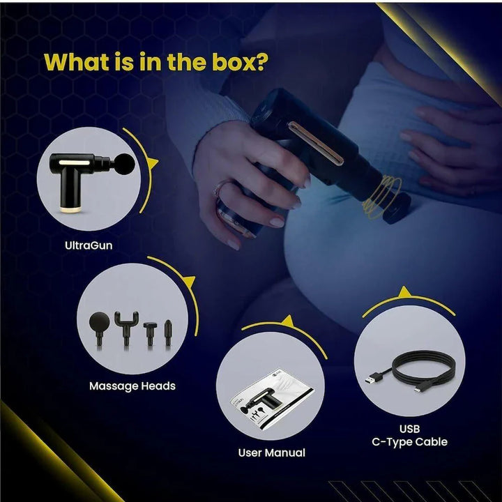 Mini Gun Massager Machine for Pain Relief - Body, Neck, Shoulders, Back, Arms & Feet Massager- 6 Speed Settings -7 Type-C Charging for Muscle Pain Relief Recovery