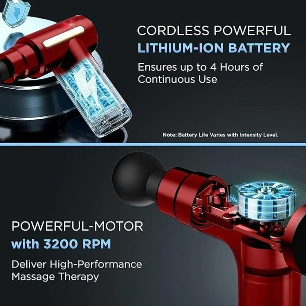 Mini Gun Massager Machine for Pain Relief - Body, Neck, Shoulders, Back, Arms & Feet Massager- 6 Speed Settings -7 Type-C Charging for Muscle Pain Relief Recovery
