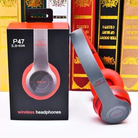 P47 Wireless Bluetooth On Ear Headphones 5.0+EDR with Volume Control, HD Sound and Bass, Mic, SD Card Slot (Multicolor)