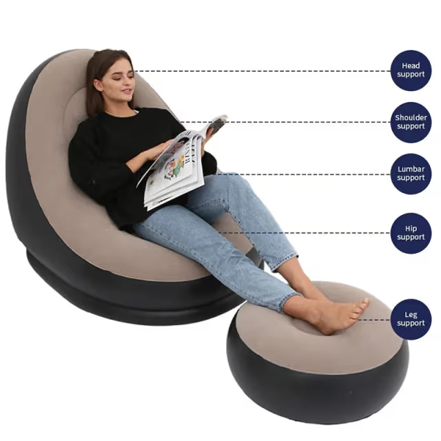 Portable Inflatable Air Sofa, Lounge Chair With Pump For Indoor Outdoor Use