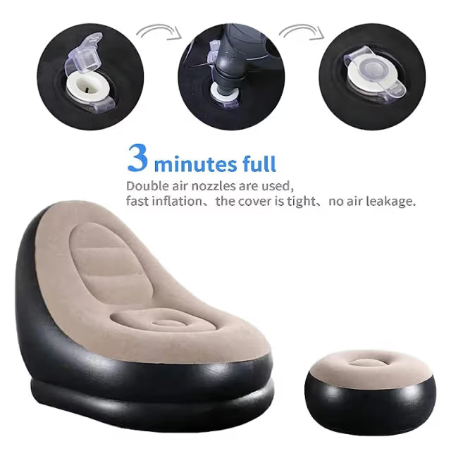 Portable Inflatable Air Sofa, Lounge Chair With Pump For Indoor Outdoor Use