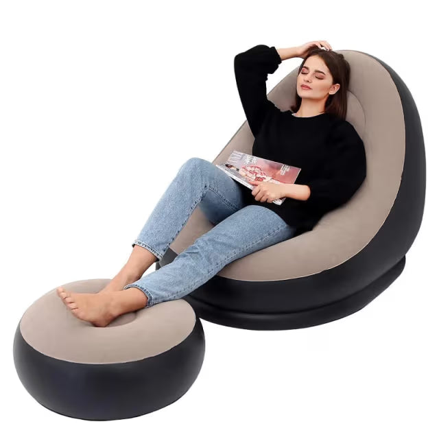 Portable Inflatable Air Sofa, Lounge Chair With Pump For Indoor Outdoor Use