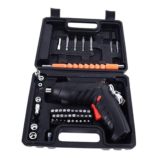 47 Pcs Electric Screwdriver Set | Cordless Rechargeable 4.2V 3.2Nm Screwdriver with LED Light USB Charging Rotation Function & Portable Case for Home DIY Repair