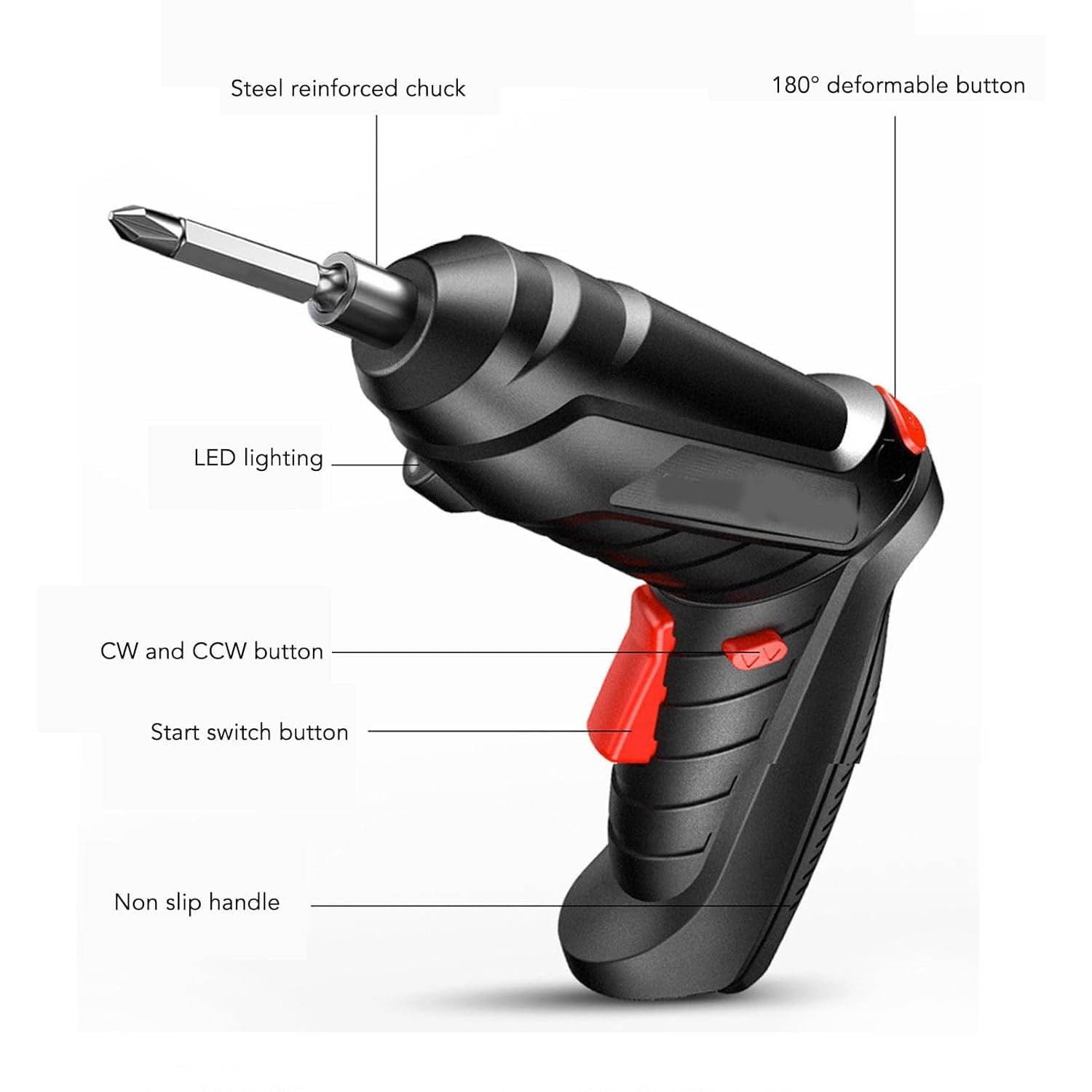 47 Pcs Electric Screwdriver Set | Cordless Rechargeable 4.2V 3.2Nm Screwdriver with LED Light USB Charging Rotation Function & Portable Case for Home DIY Repair