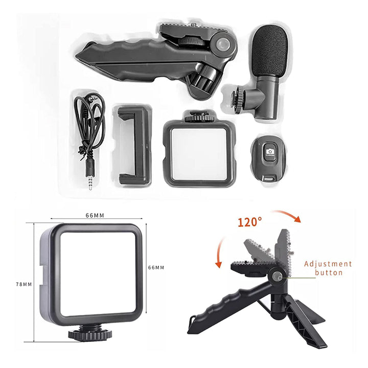 Video Making Kit Ay-49 Vlogging Camera with Mic Tripod Kit Tripod_V63,Black