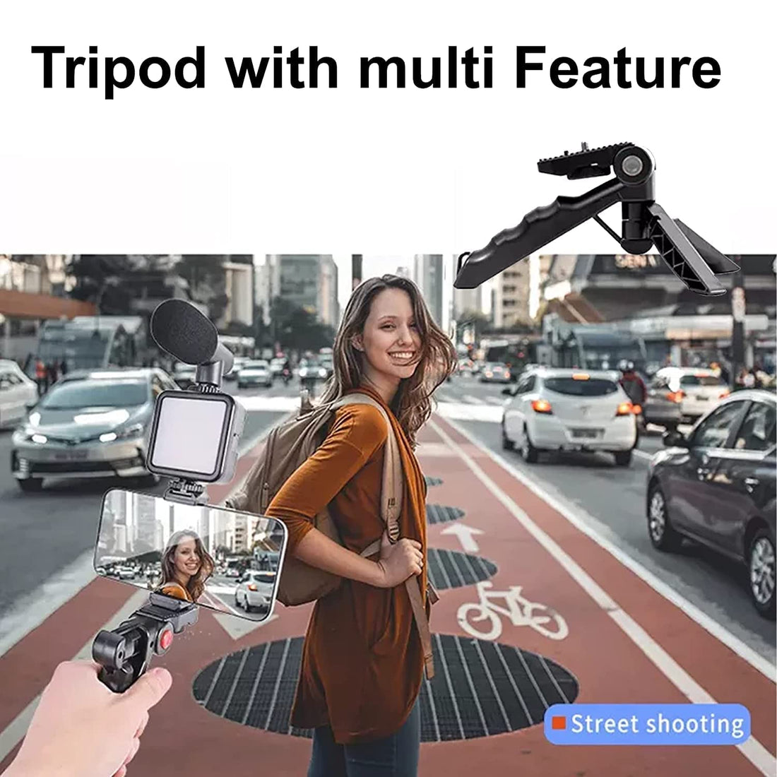 Video Making Kit Ay-49 Vlogging Camera with Mic Tripod Kit Tripod_V63,Black