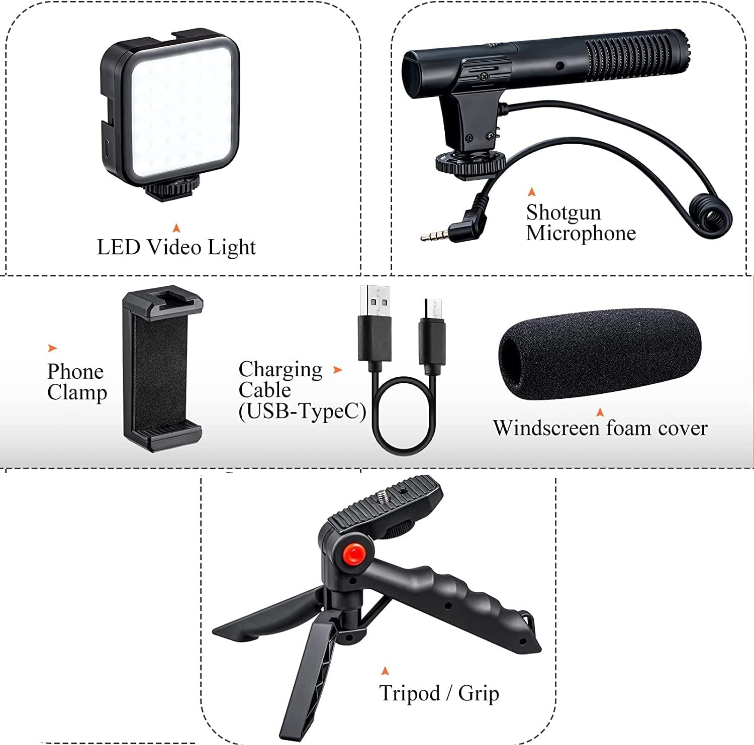 Video Making Kit Ay-49 Vlogging Camera with Mic Tripod Kit Tripod_V63,Black