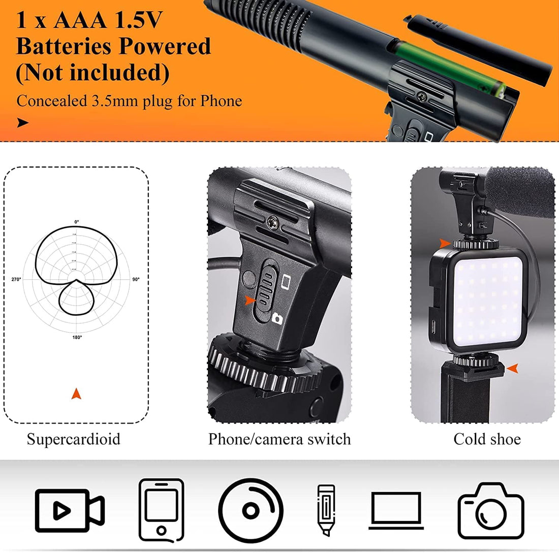 Video Making Kit Ay-49 Vlogging Camera with Mic Tripod Kit Tripod_V63,Black